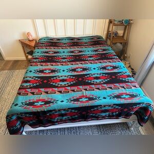 Turquoise, Black, Red, Tan Southwestern / Aztec Blanket - Home Bedding